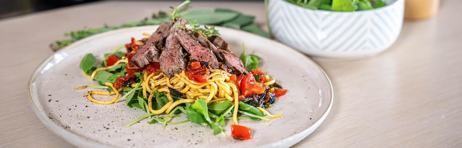 DOMO tagliatelle avec steak grillé